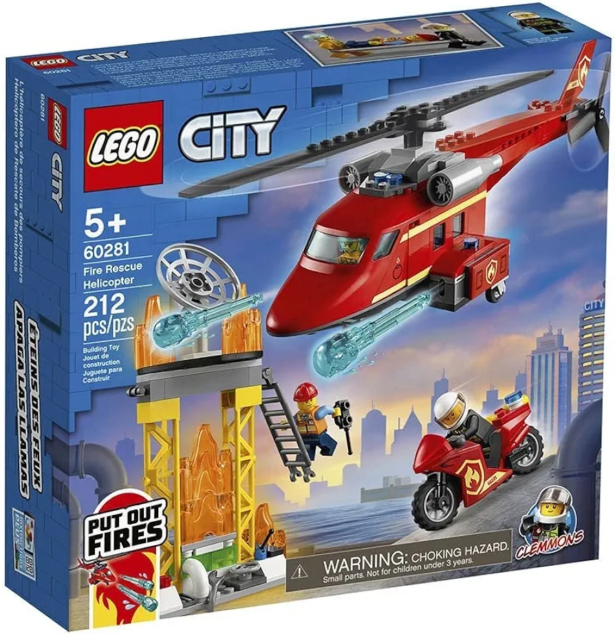 LEGO City Fire Rescue Helicopter 60281 Building Kit; Firefighter Toy and Fun Playset for Kids, New 2021 (212 Pieces)