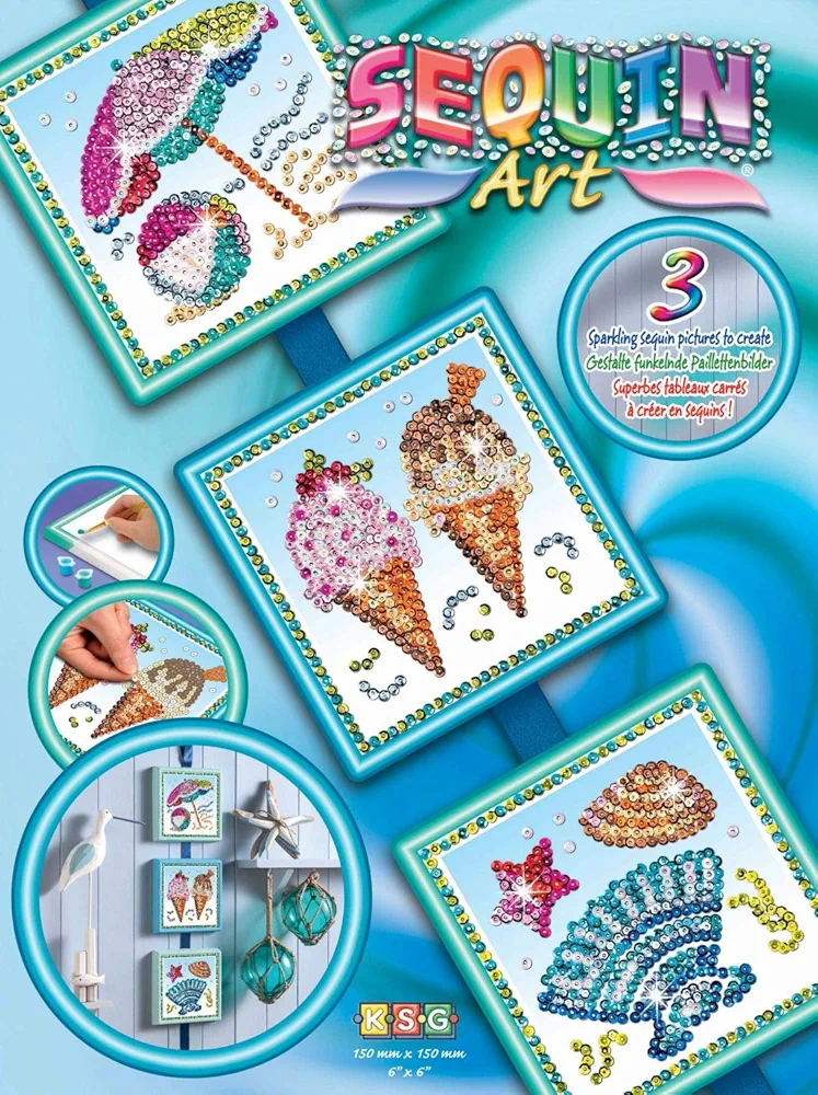 Sequin Art Seasons, Summer Scene, Sparkling Arts and Crafts Picture Kit, Creative Crafts