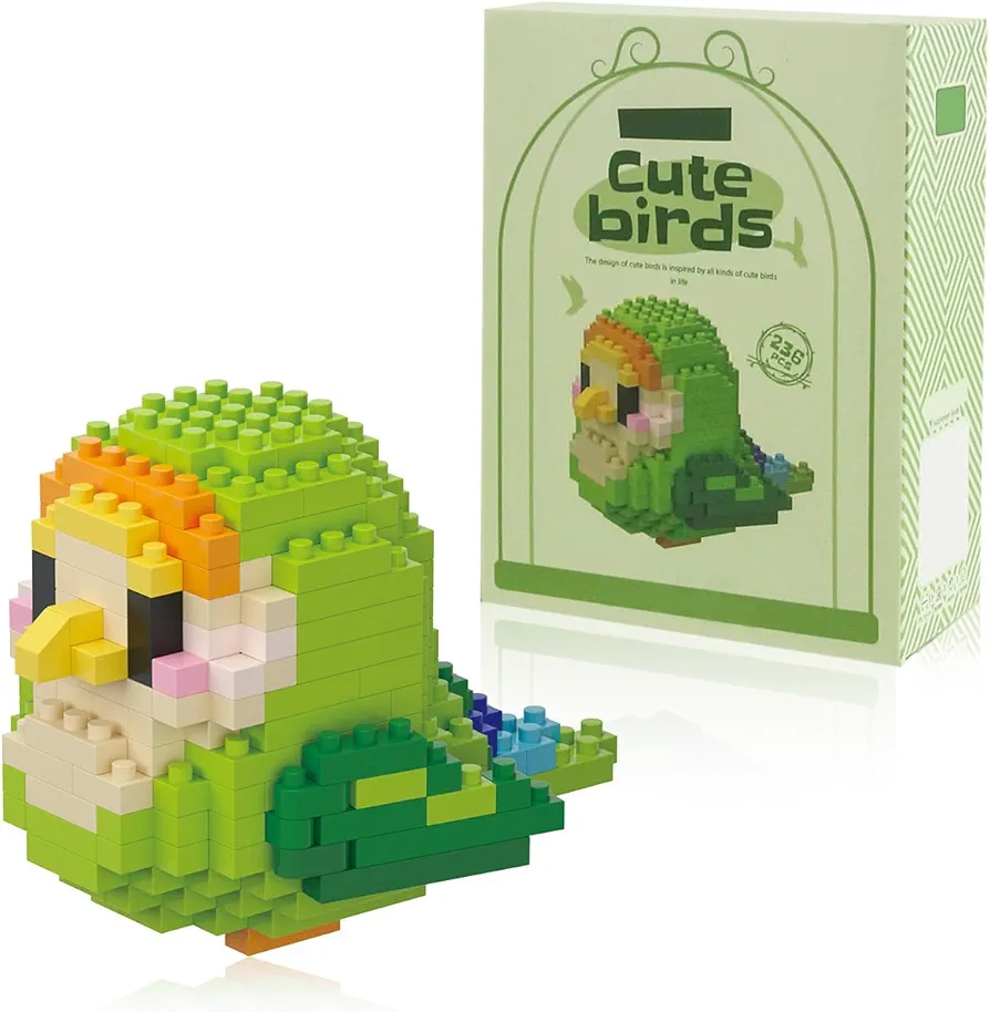 BOROLA Micro Parrot Building Sets Cute Bird Parrot-Themed Mini Blocks Collection Vibrant Creativity Toy for Kids Fun Building Toys(Green Goldcrest Parrot Blocks)