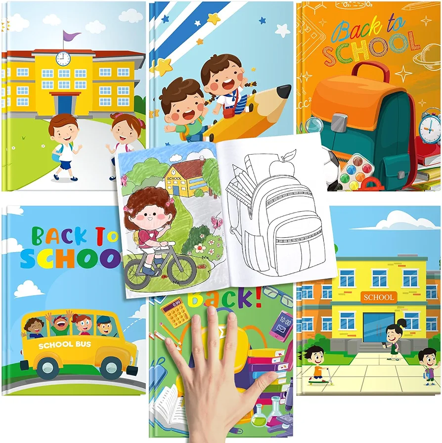 Watersay 12 Pcs Jumbo Back to School Coloring Book First Day of School DIY Color in Pages Cute Patterns Drawing Booklet for Kids Classroom Reward Art Activity Gifts Party Favors Supplies