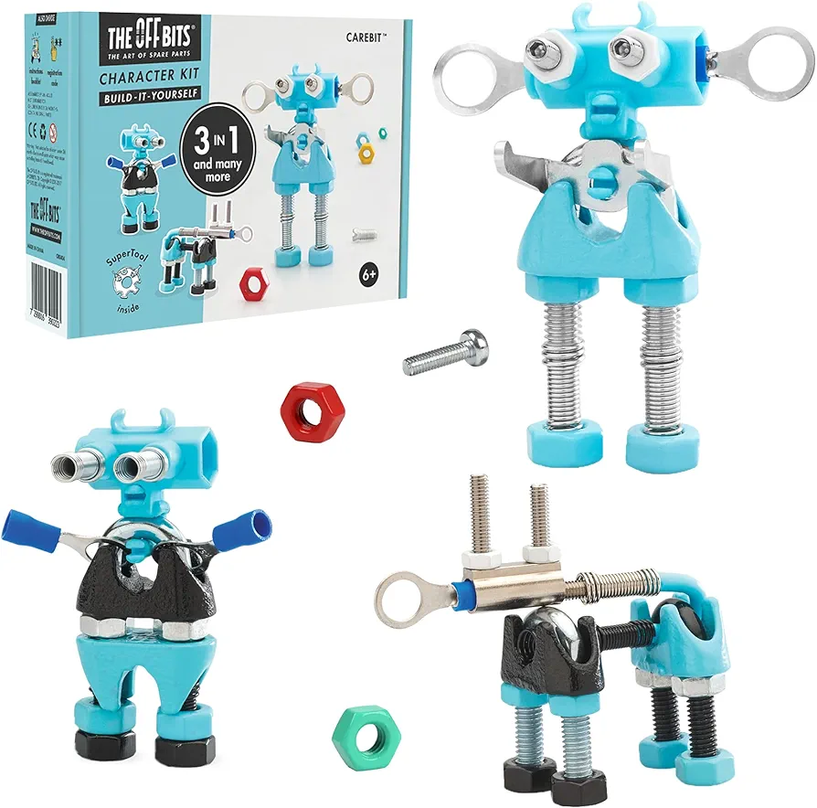 CareBit Build Your Own Robot Toy Construction Set, Educational STEM Activities Learning Kit, Creative Build and Play Model Kit Steam Toys for 6 7 8 9 10+ Year Old Boys and Girls