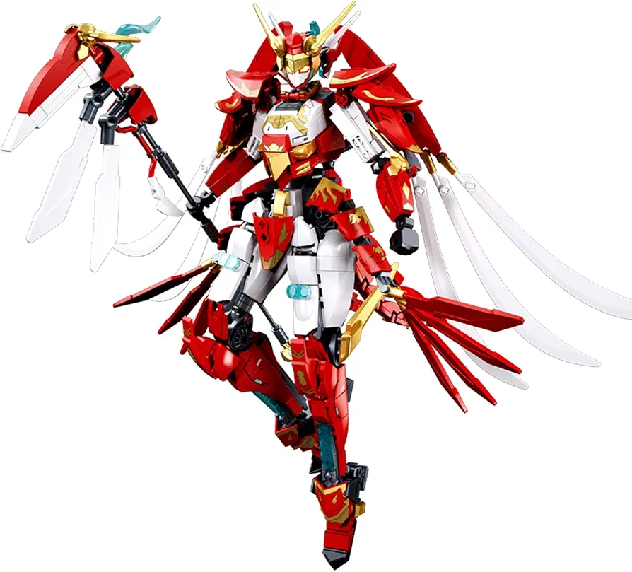 Mecha Robot Building Block Set, Chinese Ancient Auardian Beast Transforming Robot Mecha Building Block Toy, for Children Aged 6+. (706pcs Suzaku)