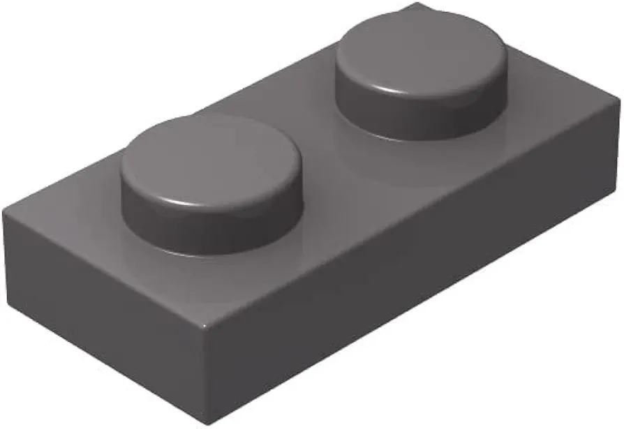 Dark Gray 1x2 Plates Bulk, 100 Piece Classic Building Plates 1x2, Compatible with Lego Parts and Pieces(Color:Dark Gray)