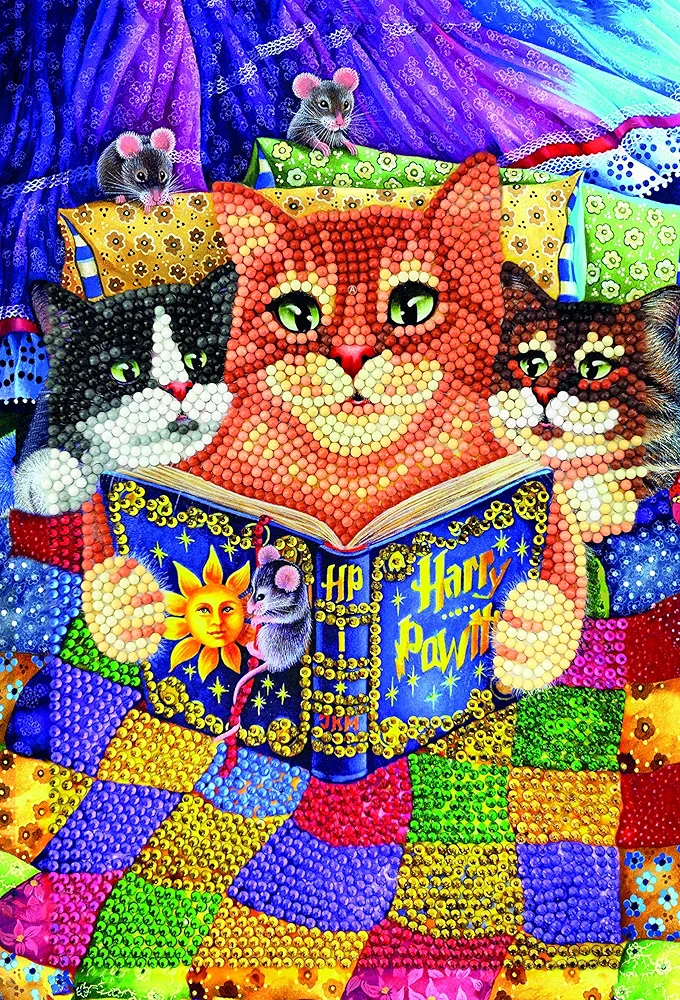 Crystal Art Diamond Painting Notebook - Kitten Bedtime Notebook Kit - Create a Sparkling Notebook Cover using Crystals - For ages 8 and up