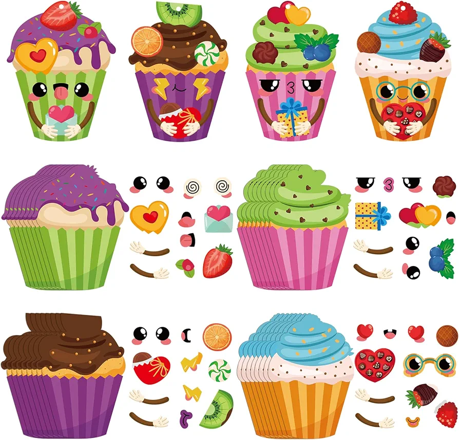 DISJOURNEY Cupcake Craft for Kids Back to School Crafts 24 Packs DIY Cupcake Crafts Kits Make Your Own Cupcake Ornaments Crafts for Kids Preschool Classroom Home Game Spring Activities