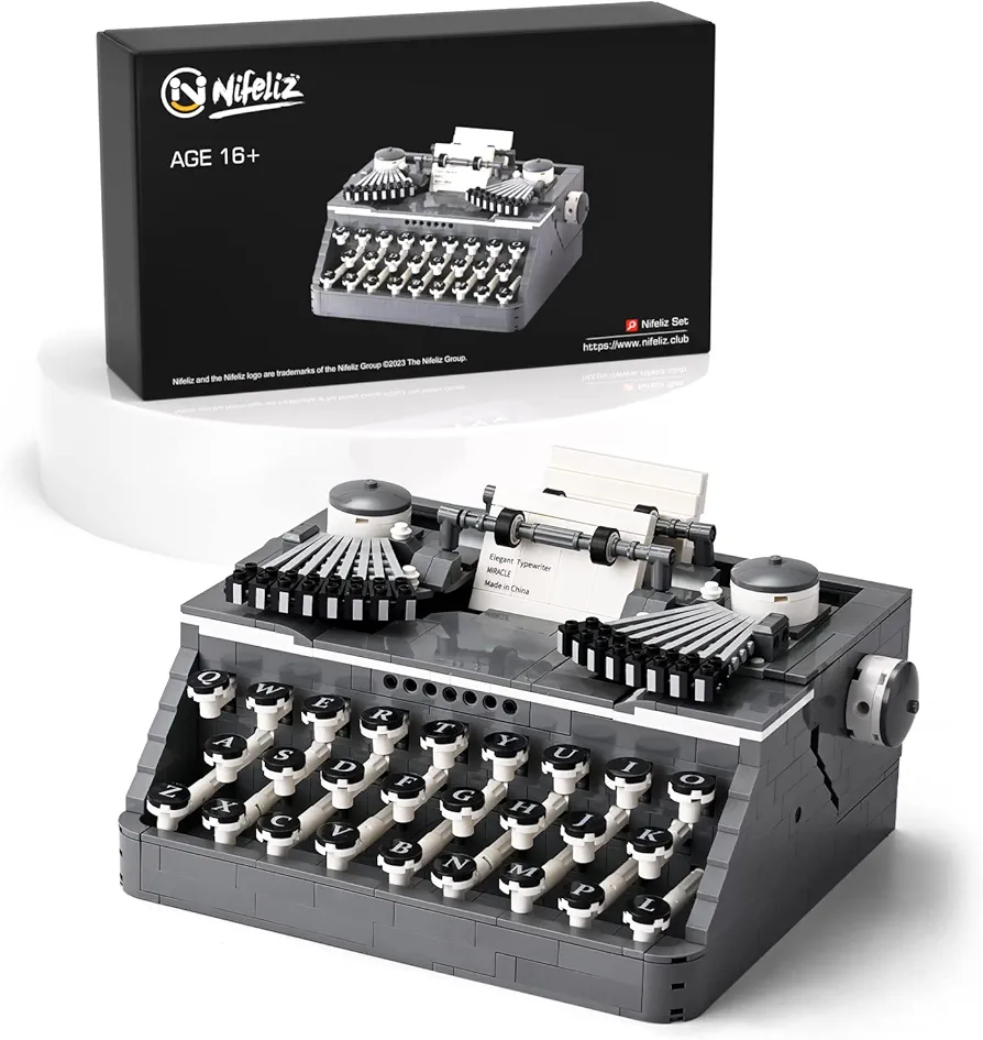 Nifeliz Retro Typewriter, Vintage Typewriter Building Set Composed of Mini Bricks, Collectible Display Model Toy as A Wonderful Gift Idea for Adults (1,136 Pieces)