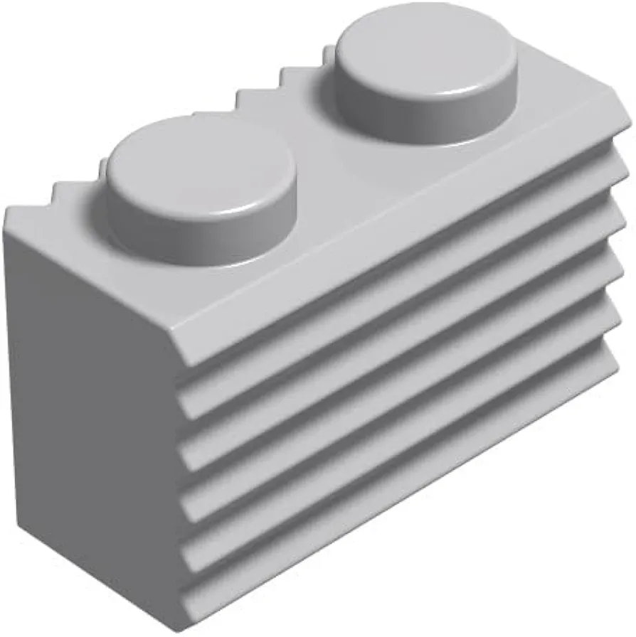 Classic Brick Bulk, Light Gray 1x2 Brick, Modifie dwith Grille/Fluted Profile 200 Piece, Compatible with Lego Parts and Pieces: 1x2 Light Gray Brick(Color: Light Gray)