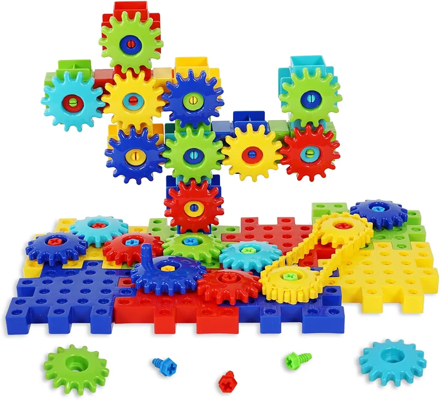 Gears Toys for Kids, STEM Educational Construction Toys for Toddlers, Creative Building Blocks Toy Set for Boys and Girls, Gift for Children, Ages 3+