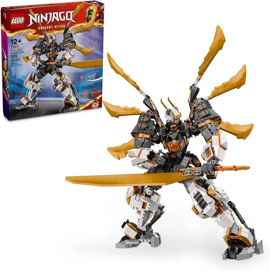 LEGO NINJAGO Cole’s Titan Dragon Mech Adventure Toy for Boys and Girls, Ninja Toys, Playset with 1 Ninja Minifigure, NINJAGO Mech with Dragon Wings, Birthday Gift for Kids Ages 12 and Up, 71821