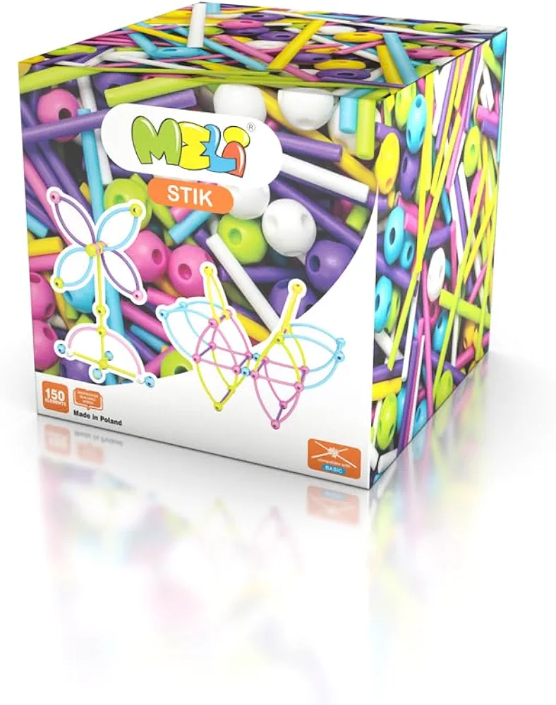 Meli Stick Pink 150-150 Colourful Stik Building Blocks for Creative Constructions - Includes Balls and Sticks