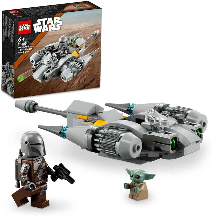 LEGO 75363 Star Wars Microfighter N-1 Mandalorian Hunter Construction Toy Boba Fett Book Vehicle with Grogu Baby Yoda Figure, Gift for Kids, Boys, Girls from 6 Years