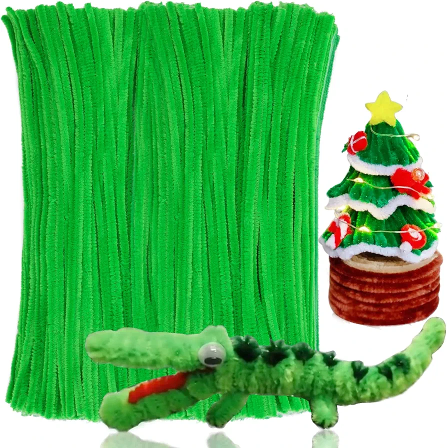 180 Pieces Pipe Cleaners Chenille Stem, Craft Pipe Cleaners, 11.8inch Christmas Pipe Cleaners Chenille Stems for DIY Art Crafts Decorations Supplies (Light Green)