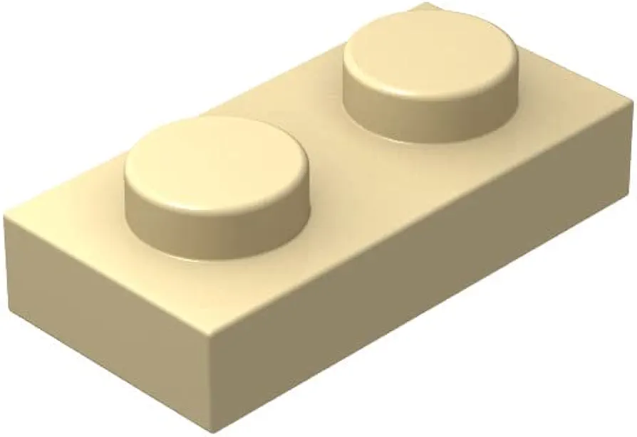 Tan 1x2 Plates Bulk, 100 Piece Classic Building Plates 1x2, Compatible with Lego Parts and Pieces(Color:Tan)