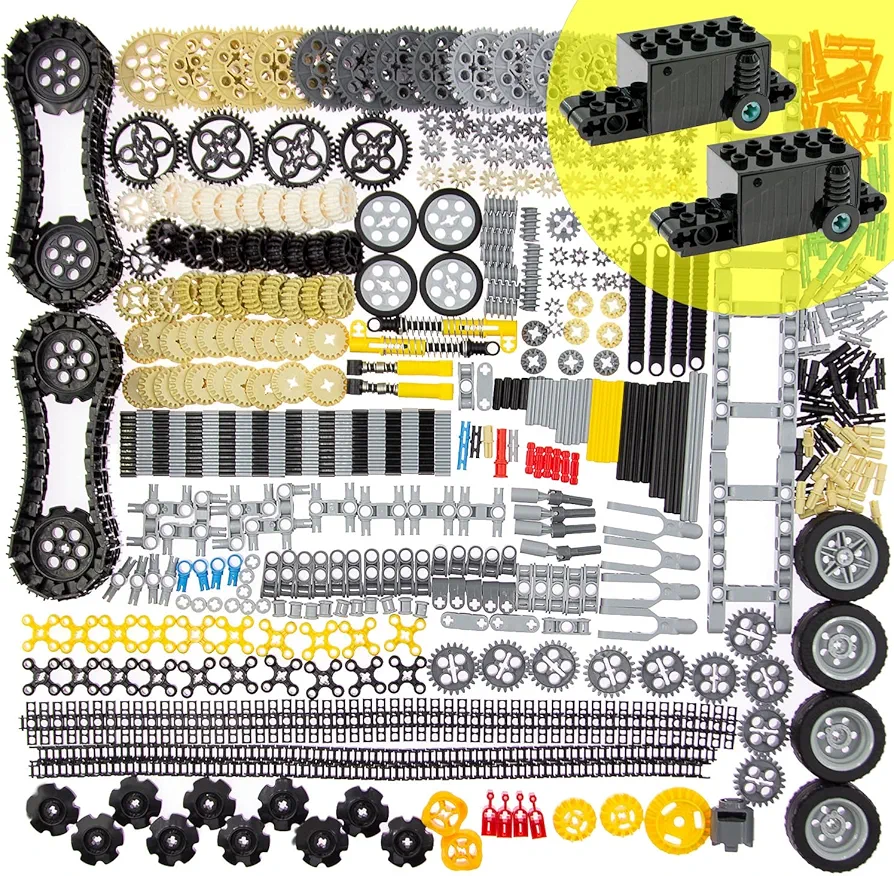 Pins-Gears-Axles Set Compatible with Lego-Technic-Parts, Pull-back-motor Compatible with 47715c01