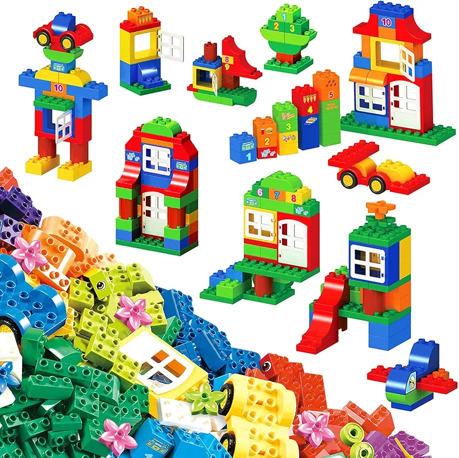 Large Building Blocks Set, 94 Pcs Classic Big Blocks STEM Toy Bricks, Kids Pre-School Toy Early Learning First Building Blocks, Ideal Great Gift for Toddler Boys Girls Age 3,4,5,6,7,8+