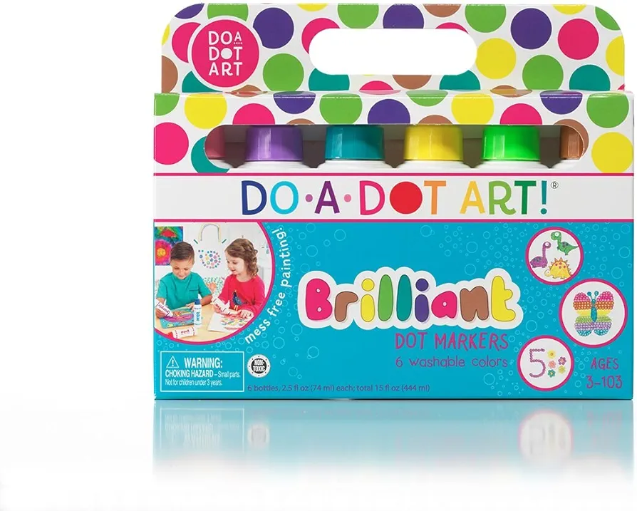 Do A Dot Art! Brilliant Colors 6 Pack Washable Paint Dot Markers Daubers for Children, The Original Dot Art Marker