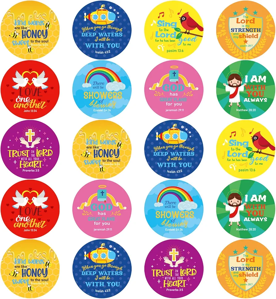 600 Pcs Christian Stickers for Kids Bible Verse Faith Jesus Stickers Religious Catholic Bible Stickers for Toddler Art Crafts for Kids Sunday School Party Supplies (Angel Style)