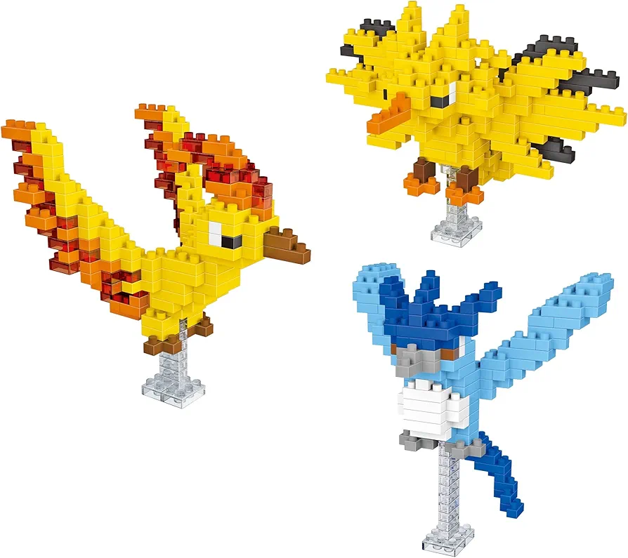 EBTY DREAMS Inc. - Set of 3 Moltres, Zapdos, Articuno Educational DIY Model Mini Building Blocks