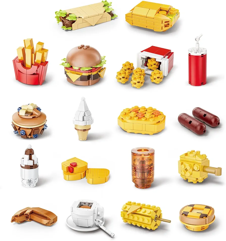 Building Blocks City Burger House Playset. 18-in-1 Building Toy 3D Toy Blocks DIY Bricks Toys Building Set. Christmas, Children's Day, Birthday Gifts for Kids Sons Grandkids Nephews.