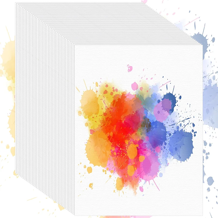 100 Sheets Cotton Watercolor Paper Bulk, 8.5" x 11" 140 lb/300 GSM Cold Press Water Color Paper White Paint Paper Suitable for Kids Adult Watercolor Drawing