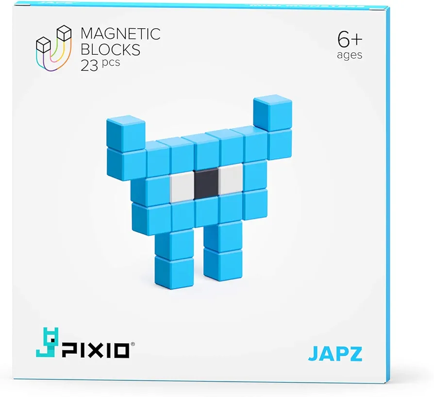 PIXIO Mini Monster Japz Story Series 23 Magnetic Blocks Stress Relief Construction Toy, Building Blocks in 8-bit Pixel Art, Creativity for Kids, Fidget Toy