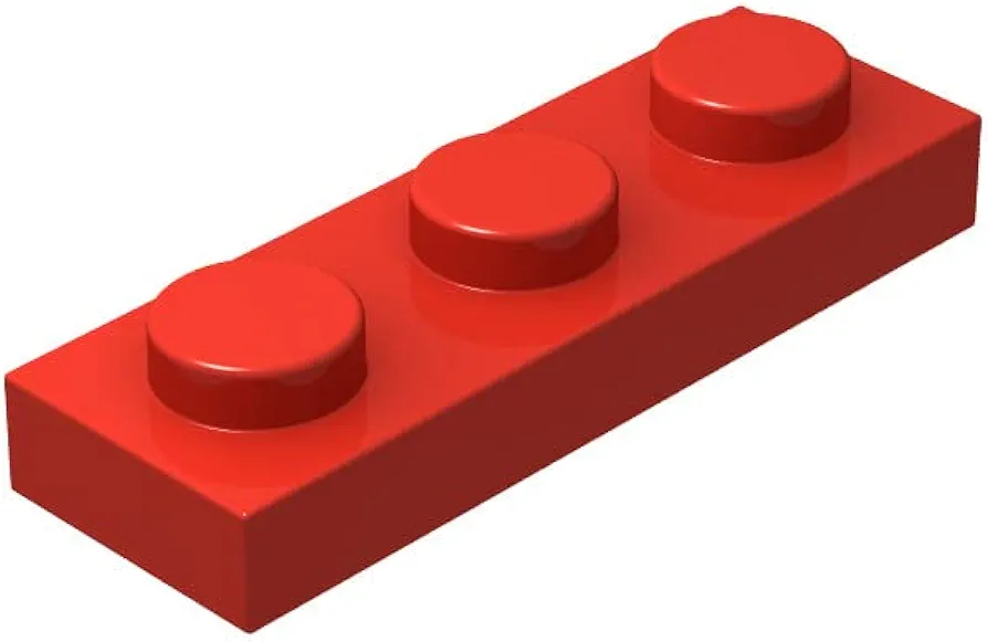 Classic Building Bulk 1x3 Plate, Red Plates 1x3, 100 Piece, Compatible with Lego Parts and Pieces 3623(Color:Red)