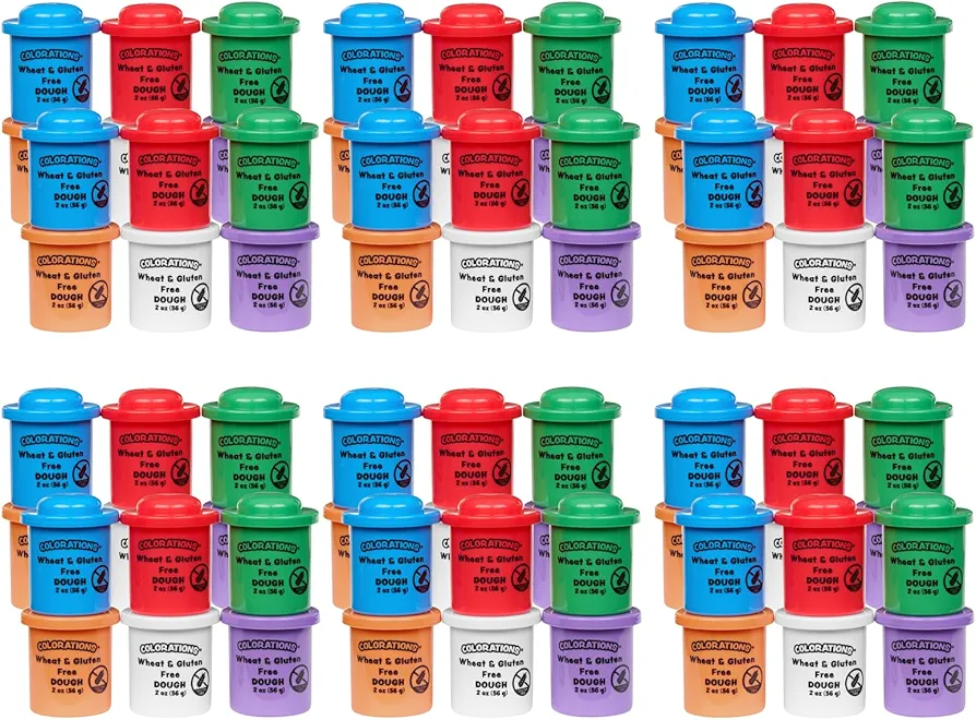 Colorations 72 Wheat & Gluten Free Glitter Dough - 6 Colors (2 oz Each)