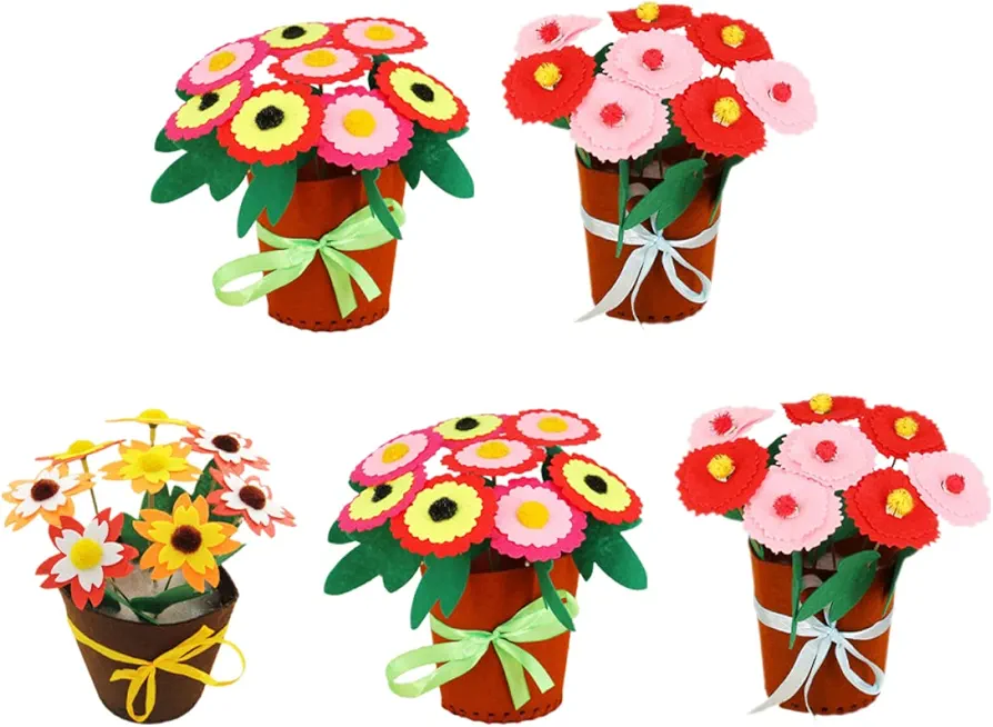 LIFKOME 5 Sets Handmade Potting Material Felt Flower Kit Flower Craft Kit Bouquet Making Supplies Diy Bouquet Craft Kits Flower Art Craft Kit Flower Suit Child Spring Non-woven Fabric