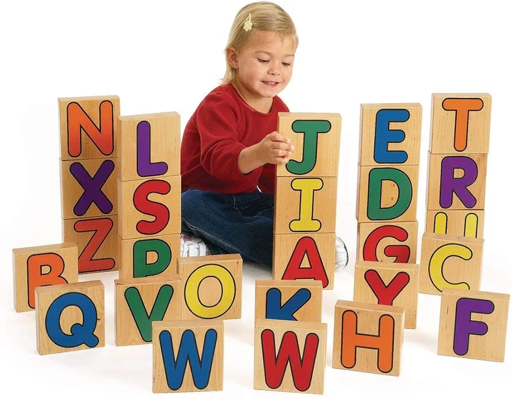 Excellerations 5 inch Alphabet Unit Floor Blocks, 26 Pieces, Toddler, Preschool, STEM and Early Language and Letter Recognition (Item # ALPHABLK)