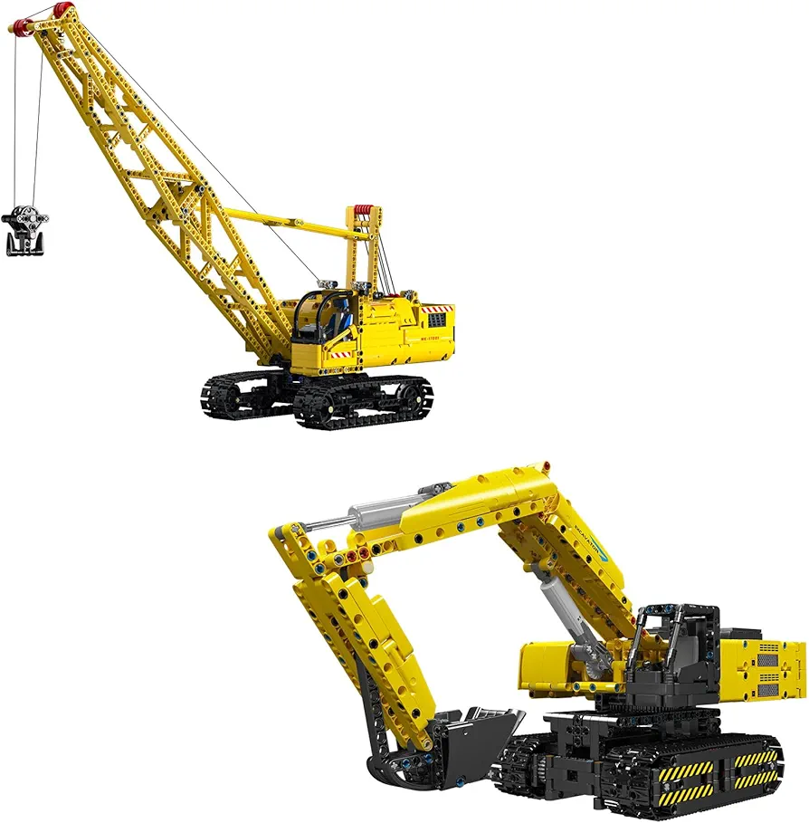 Mould King Constructions Heavy Duty RC Crane and RC Excavator Construction Toys, Remote Control Crane Toy Building Blocks Kit, Crawler Crane Turck Excavator Building Toys, Gifts for Adults Kids