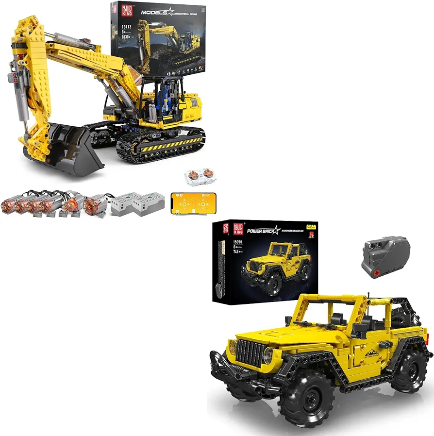 Mould King 13112 RC Excavator Building Set Car Building Block Kit, Pull Back Cars Model Kit