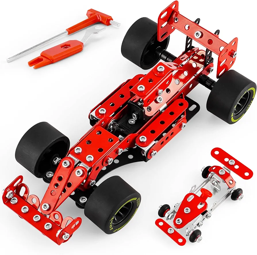 Car Building Kits for Boys 8-12,Building Cars Metal Erector Set,Racing Car Building Kits for Boys 12-15,Assembly Red Vehicle Model for Kids Boys 8+ Years Old（260Pieces）