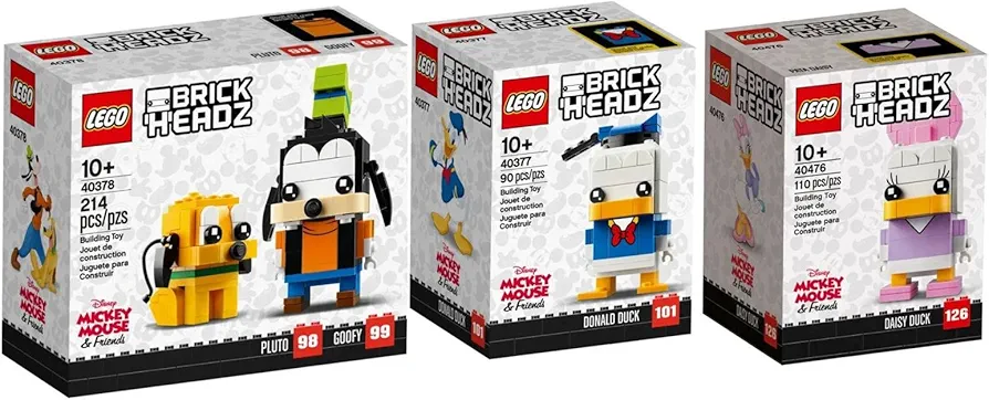 Lego Brickheadz Disney Pluto + Goofy (40378), Daisy Duck (40476) & Donald Duck (40377) Exclusive Bundle