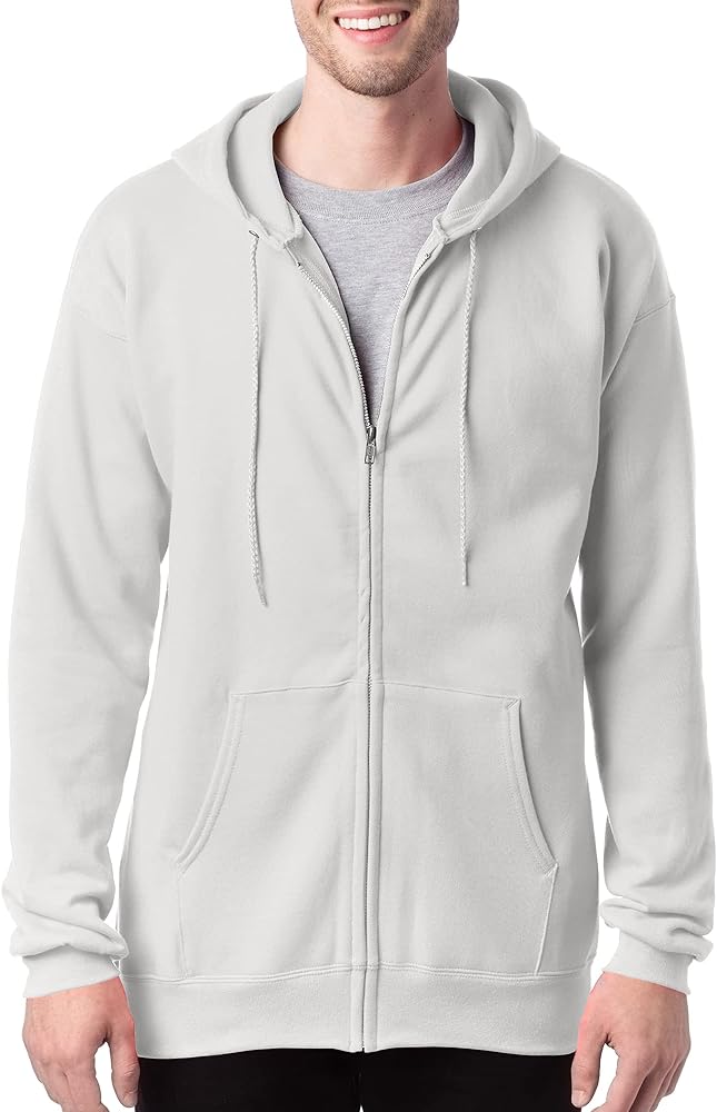 Hanes Men's Full Zip Ultimate Heavyweight Hoodie, White, X Large