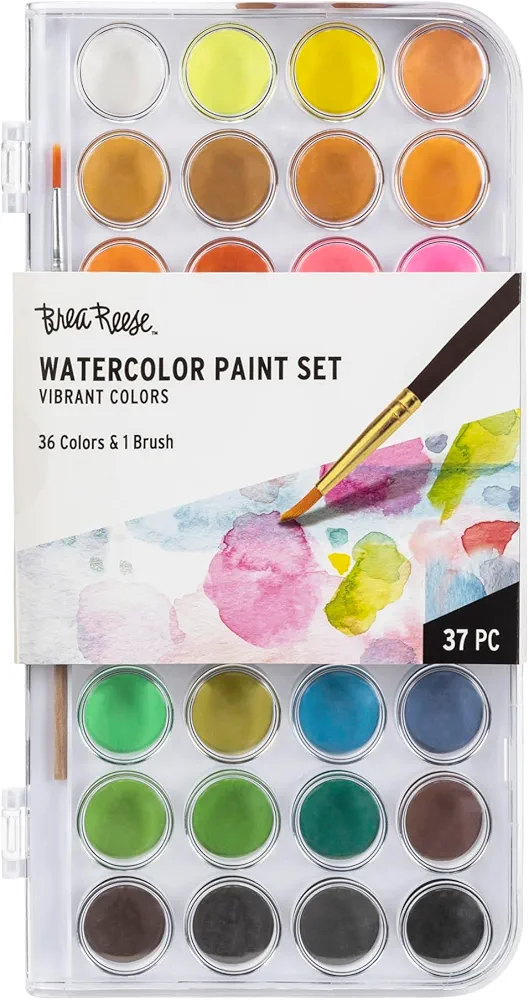 Essential Watercolor Paint Set: Vibrant - 36 Colors & 1 Brush - Non-Toxic, Professional Quality, Beginner-Friendly, Art Supplies