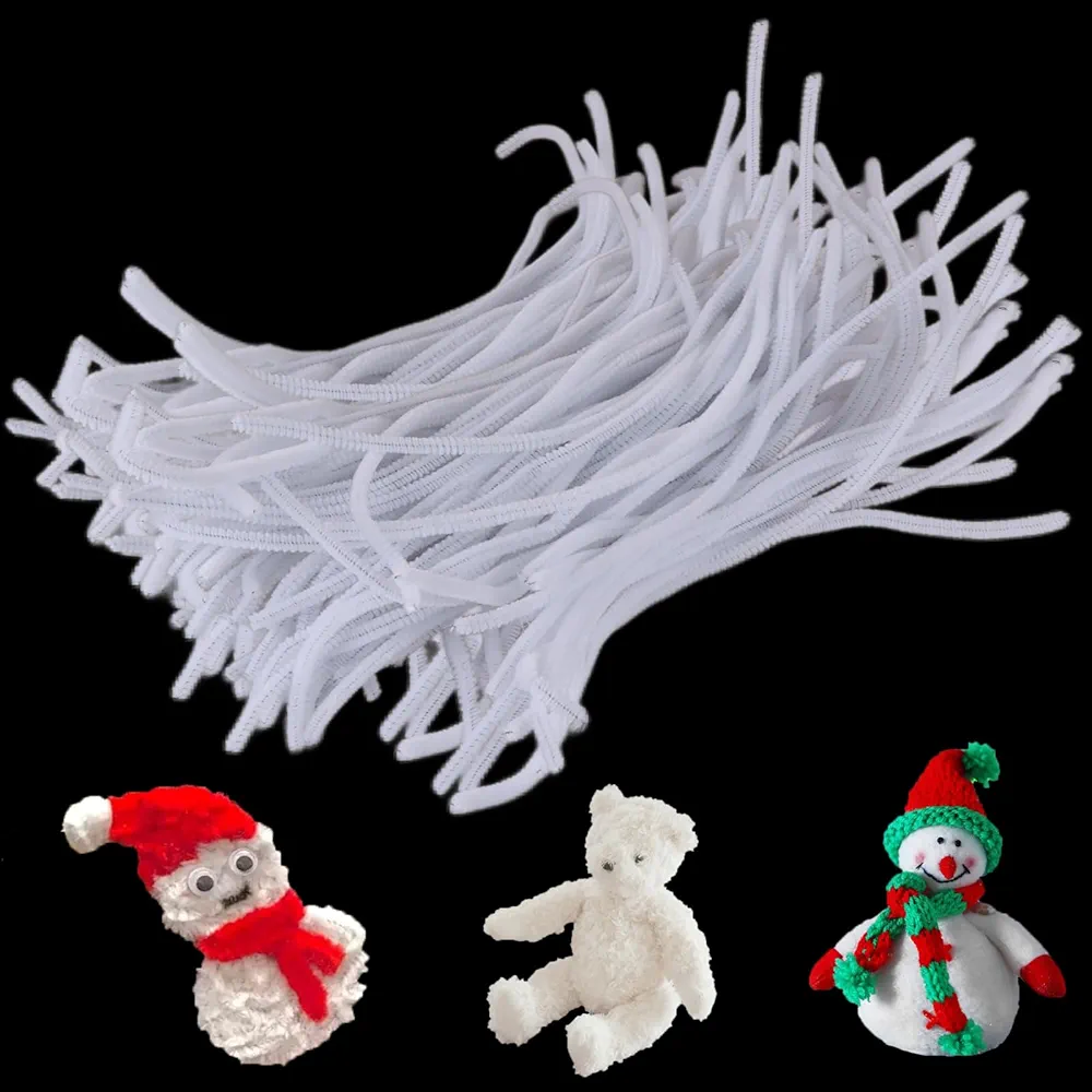 CYEAH 1200 Pieces White Pipe Cleaners, Craft Pipe Cleaners Chenille Stem for DIY Art Creative Crafts Decorations, Chenille Stems Pipe Cleaners (6 mm x 12 Inch)