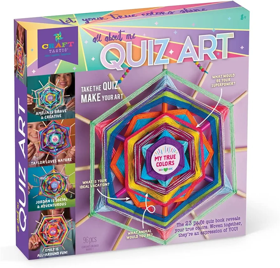 Craft-tastic – All About Me Quiz Art – Craft Kit – Answer Fun Questions to Make a Personalized Piece of Art – Ages 8+