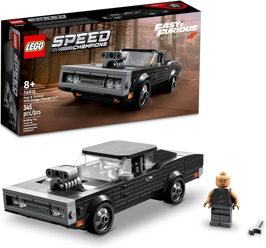 LEGO Speed Champions Fast & Furious 1970 Dodge Charger R/T 76912, Toy Muscle Car Model Kit for Kids, Collectible Set with Dominic Toretto Minifigure