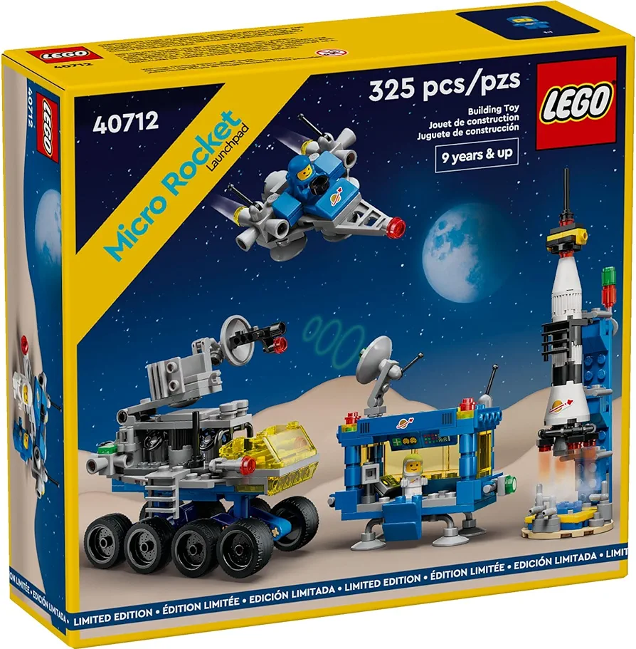 LEGO 40712 Micro Rocket Launchpad: 325 Pieces - Nostalgic Space Toy Set for Adults and Kids 9+, Inspired by Classic Space Sets from The 70s and 80s, Includes Rocket, Space Station, and Characters