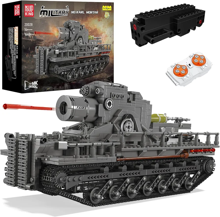 Mould King Heavy Self-Propelled Mortar Tank Building Set, WW2 Classic Karl Device Model Kits, Military Vehicle Construction Block Kits for Adults, Army Toy Gift for for Military Enthusiasts(1648 PCS)