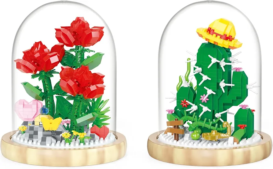 Rose and Cactus Flowers Bouquets Building Set