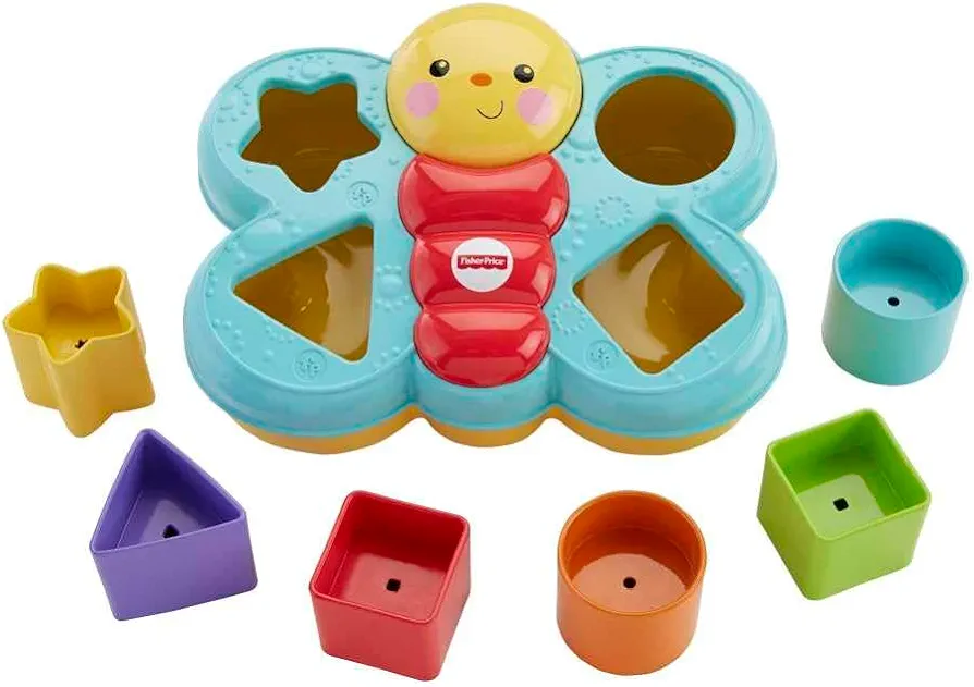 Fisher-Price Butterfly Shape Sorter, baby blocks activity toy for ages 6 months and older