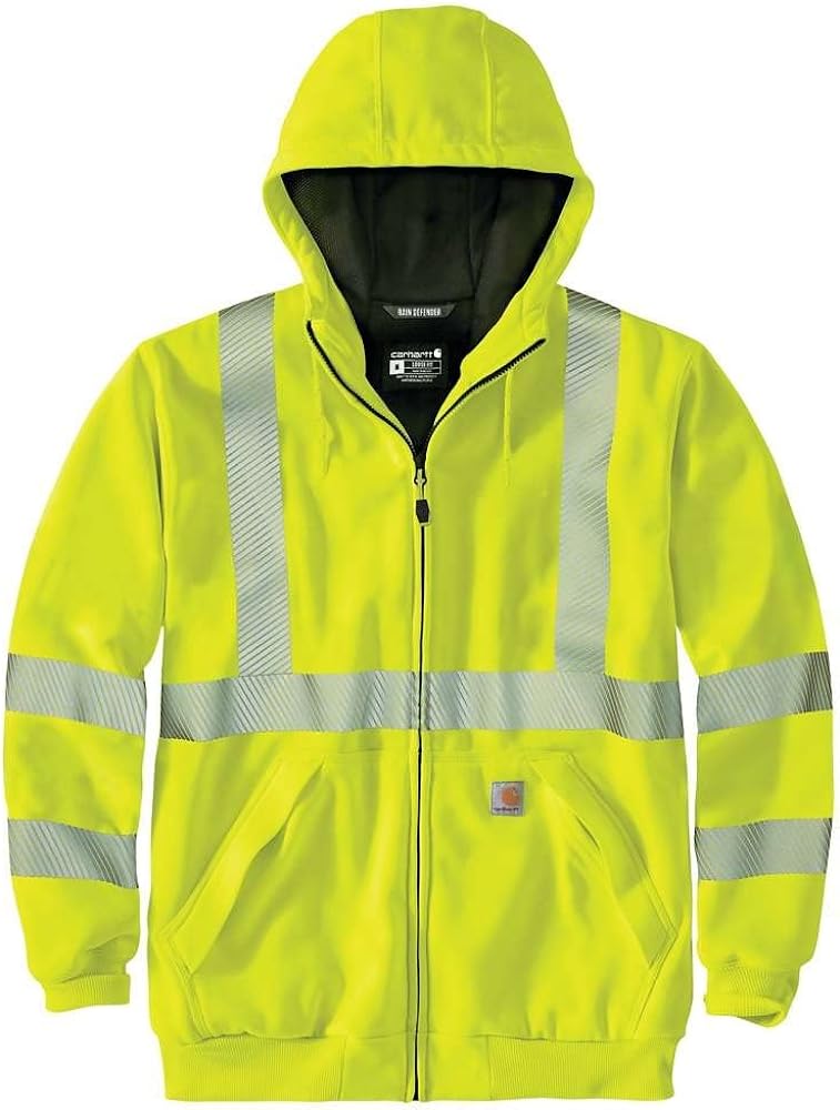 Carhartt Men's High Visibility Loose Fit Midweight Thermal Lined Full Zip Class 3 Sweatshirt