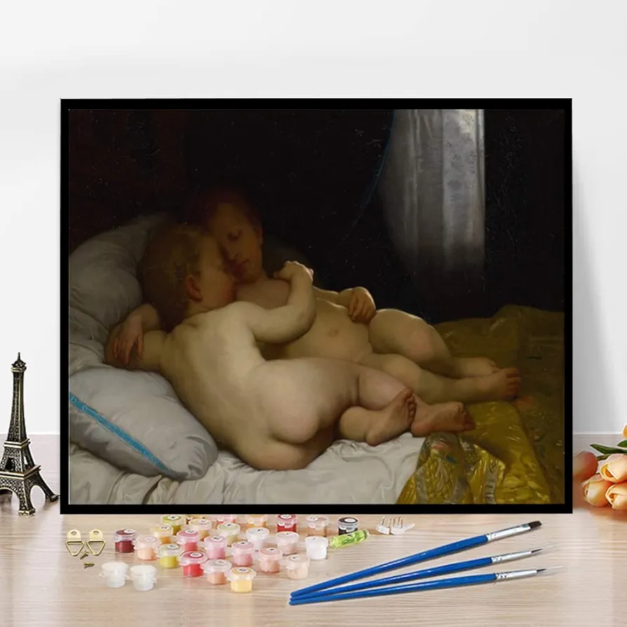 DIY Painting Kits for Adults Sleeping Children Painting by William-Adolphe Bouguereau Arts Craft for Home Wall Decor