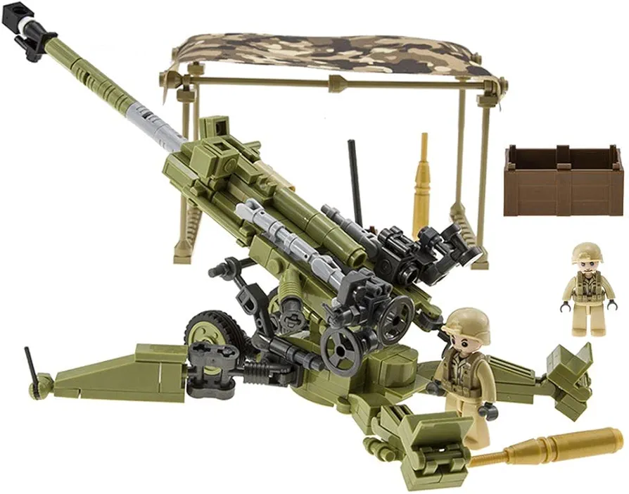 2022 New Anti-Tank Gun, Military Brick Sets, Army Series Building Block with 2 Soldiers Figures (258 Pieces)