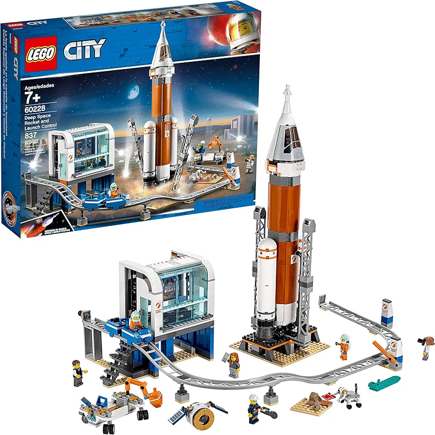 LEGO City Space Deep Space Rocket and Launch Control 60228 Model Rocket Building Kit with Toy Monorail, Control Tower and Astronaut Minifigures, Fun STEM Toy for Creative Play (837 Pieces)