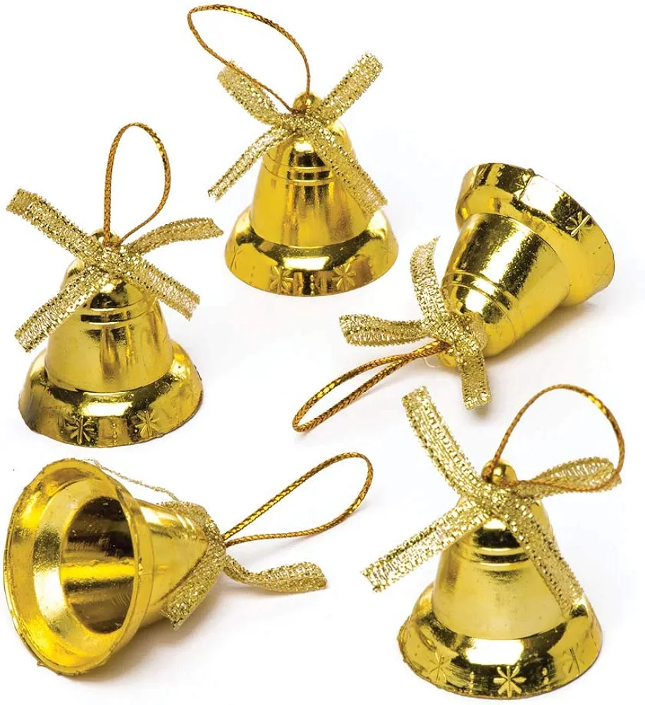 Baker Ross AR829 Gold Bells - 3 cm Tall (Pack of 20), Creative Christmas Art and Craft Supplies for Kids' Projects and Decoration