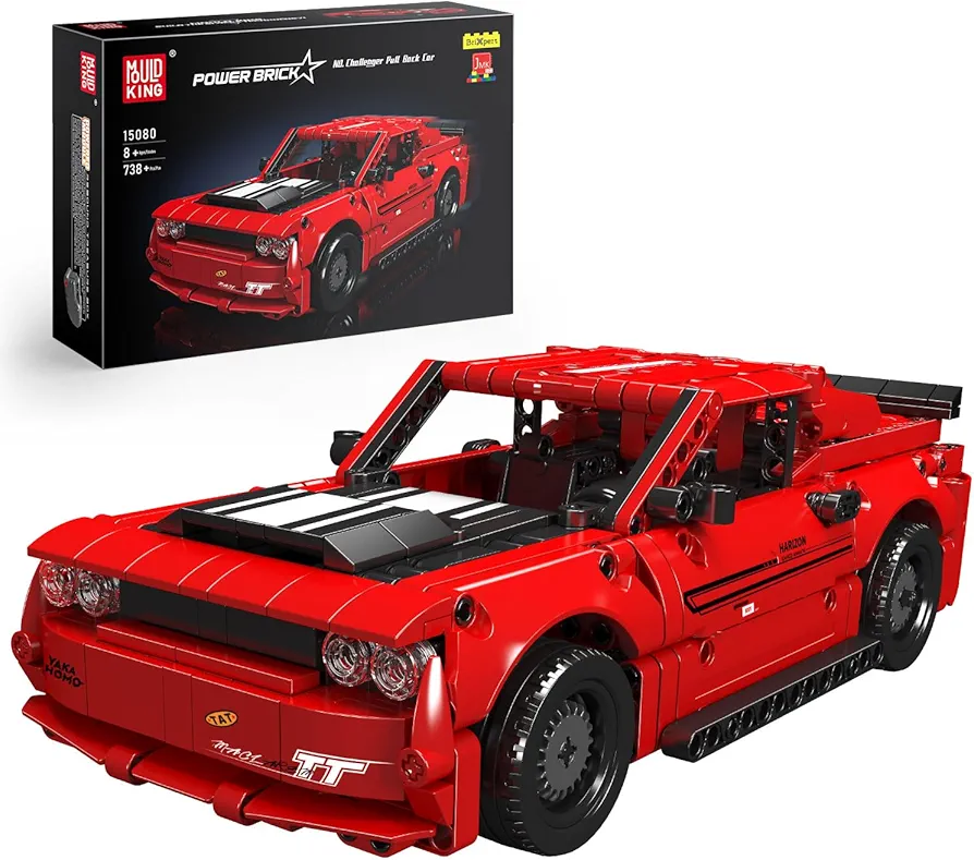 Mould King Car Challenger Hellcat Super Car Models Building Toys, Pull Back Toy Cars 15080 Model Car Kits Building Blocks Kit, Speed Champions Model Car Building Kits for Adults Kids 8+(738 PCS)