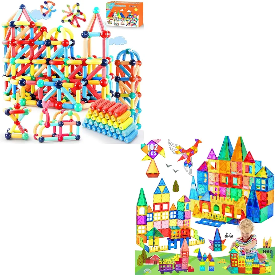 64 Pcs Magnetic Building Blocks 102 Pcs Magnetic Tiles Pack