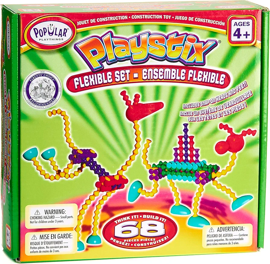 Playstix Flexible Set Construction Toy Building Blocks 68 Piece Kit